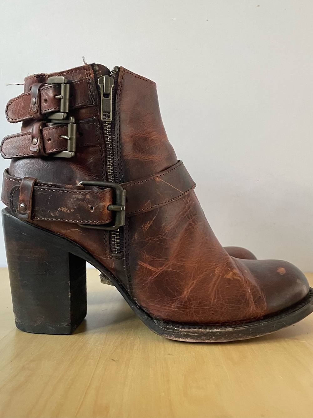 Freebird by Steven Bolo Distressed Leather Ankle Boots | US 9